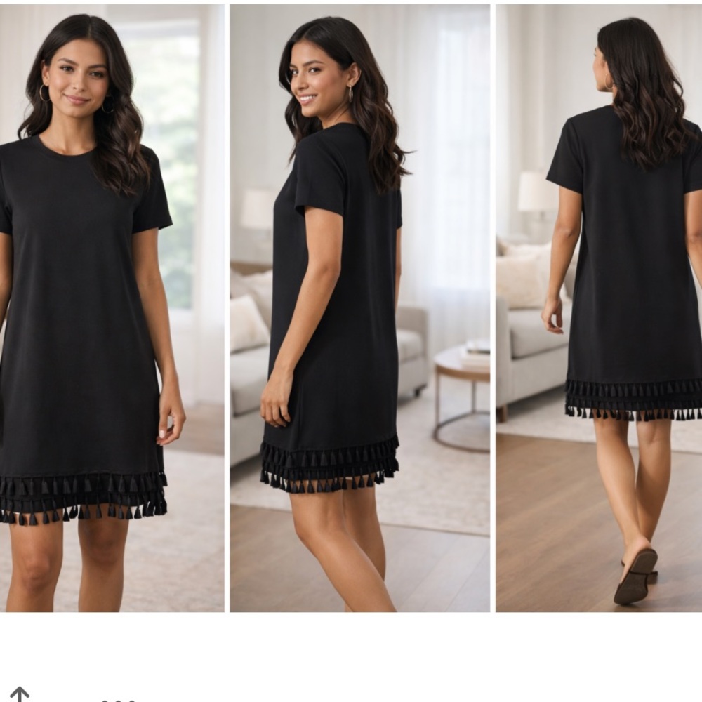 Zara Elegant Black Dress with Tassel Detail